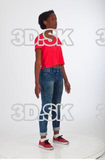 Whole body blue jeans red tshirt reference of Carrie 0008
